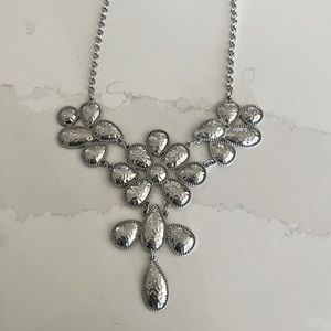 Hammered silver collar necklace